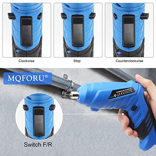 MQFORU Cordless Screwdriver, 47 in 1 Electric Screwdriver, Rechargeable 3.6V Portable Cordless Drills Kit, Dual Position Handle with USB Cable LED Light for Home Office DIY Tools