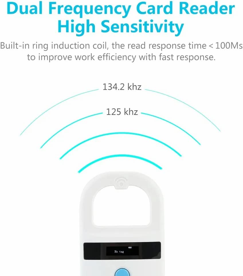 Animal Chip ID Scanner Dog Microchip Reader with OLED Display Screen Supports FDX-B（ISO11784/11785） and EMID Microchips