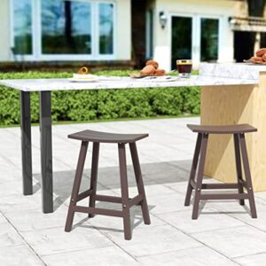 WO Home Furniture Saddle Stool 24"-Inch Adirondack HDPE Backless Patio Kitchen Counter Stool Seat (Dark Brown)