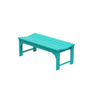 wo home furniture 48" modern backless bench, hdpe plastic, turquoise