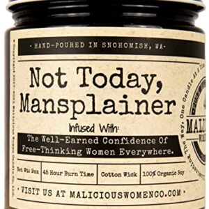 Mansplaining Organic Funny Soy Wax Candle - Cedar, Pine, Moss Scent - Snarky Candle for Women - Gift Candles for Women, Co-Worker, Empowerment - Handcrafted Gifts