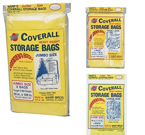 Banana Storage Bags, Heavy Weight, 9 Oversized Bags for Moving, Storing, Protection, (2) Jumbo 60” x 108”, (3) Giant 45" x 96, (4) Large 40” x 73”, Ties Included