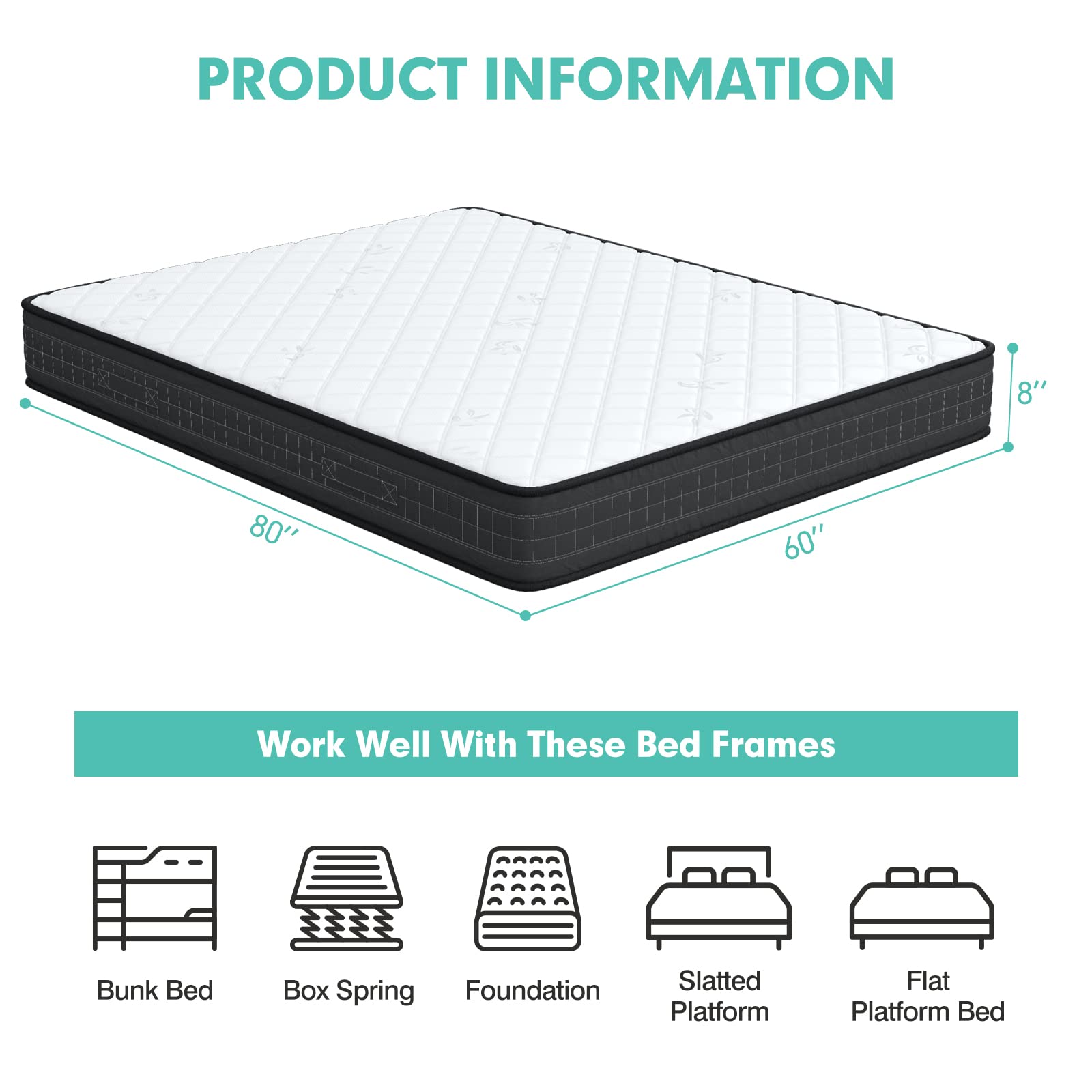 Giantex 8 Inch Queen Mattress, Memory Foam Mattress, Breathable Medium Firm Queen Size Mattress for Pressure Relieve, CertiPUR-US Certified, Mattress in a Box