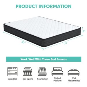 Giantex 8 Inch King Mattress, Memory Foam King Size Mattress, Breathable Medium Firm Mattress for Pressure Relieve, CertiPUR-US Certified, Mattress in a Box