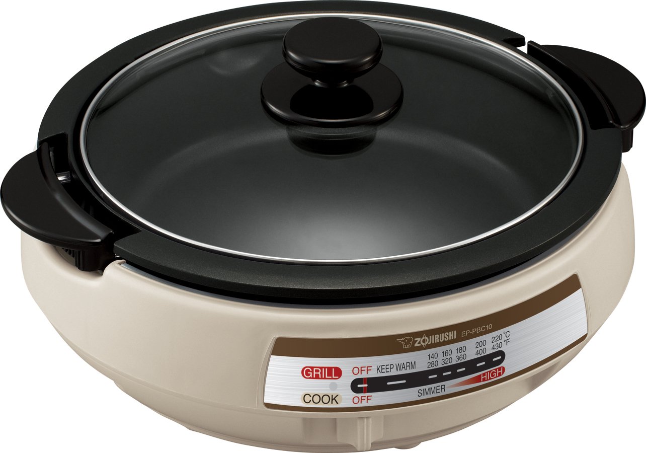 Zojirushi EP-PBC10 Gourmet d'Expert Electric Skillet & NS-LGC05XB Micom Rice Cooker & Warmer, 3-Cups (uncooked), Stainless Black