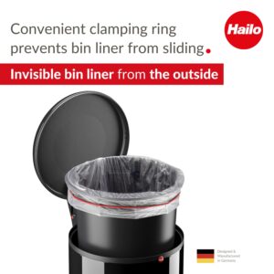 Hailo Harmony M waste bin | 12 L / 3.2 gal | Cushioned lid-closing mechanism (soft-close) | Steel sheet | Wide metal foot rail | Bin liner clamping ring | Carrying handle | Made in Germany | Red