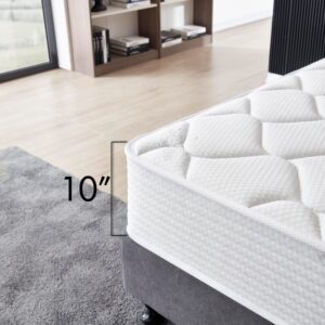 Full Size Mattress - 10 Inch Cool Memory Foam & Spring Hybrid Mattress with Breathable Cover - Comfort Plush Euro Pillow Top - Rolled in a Box - Oliver & Smith