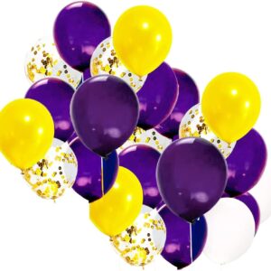 Graduation Party Decorations Purple Yellow/Purple Yellow Balloons Purple Graduation Decorations 2024 NYU/Mardi Gras Party/Purple Yellow Gold Birthday Party Decoration Balloons of 20pcs