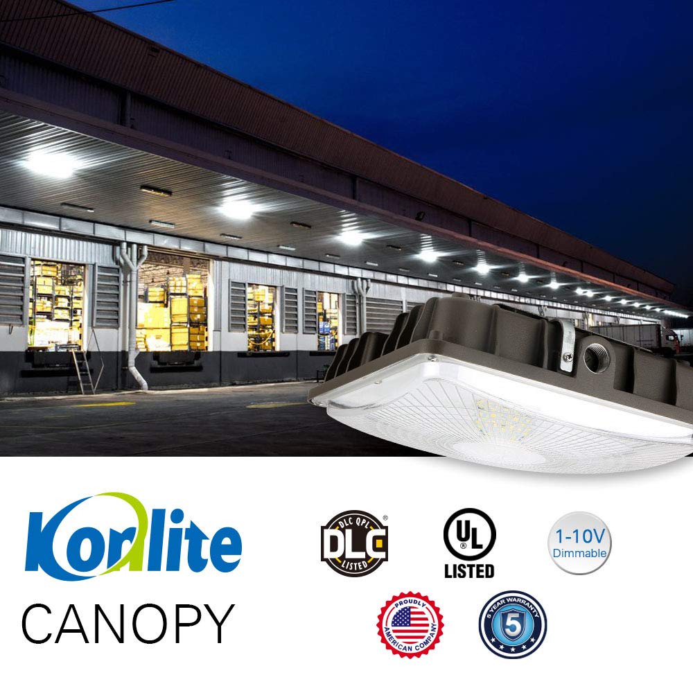 Konlite 27W LED Canopy Area Light - 6 Pack - Dark Bronze - 100W HID/M.H. Equivalent - 3800 LM - Daylight Light - 120-277V - UL, Idea for for Gas Station, Gym, Warehouse, Shop, Underpass, Loading Dock