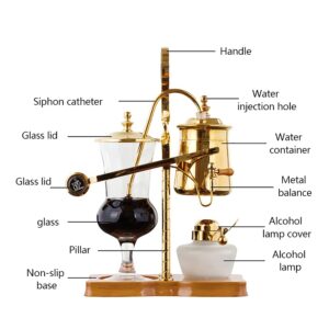 NICE CHOOSE Siphon Coffee Maker, 400ML Belgian/Belgium Family Balance Syphon Coffee & Tea Brewer Elegant Double Ridged Fulcrum with Tee Handle