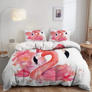 ailonen flamingo duvet cover set king size,tropical flamingo pattern bedding set for kids boys girls,flamingo pattern comforter cover set,1 quilt cover 2 pillowcases 3 piece