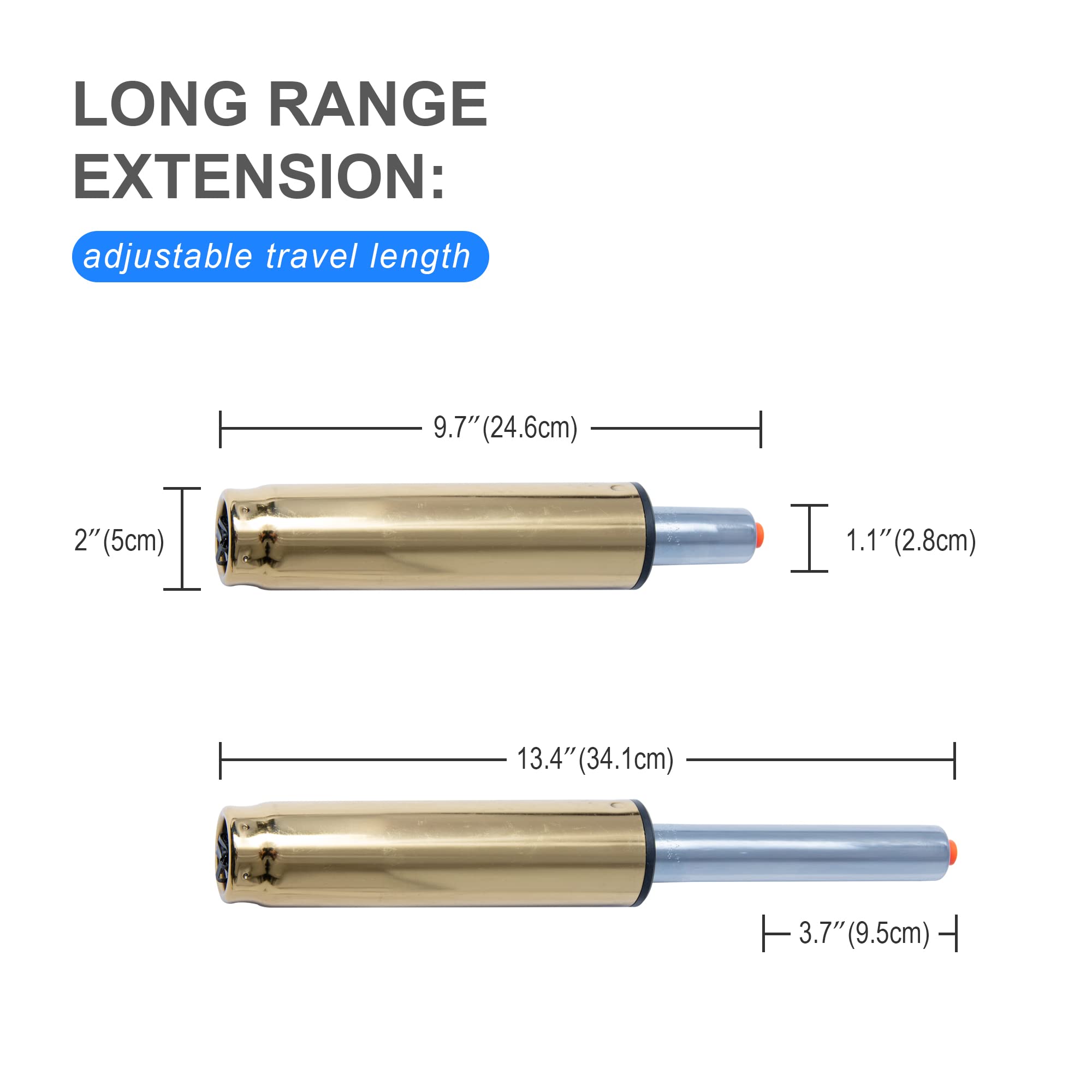 Modern Bar Stools Office Chair Gas Lift Cylinder Replacement Parts 3.7'' Length Extension Heavy Duty Universal Size Fits Most Gaming Home Desk Chairs