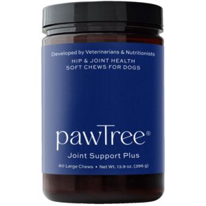 pawtree joint & hip support supplement for dogs with glucosamine, chondroitin, msm, tumeric & green lipped mussels - vitamins, supplements & health essentials - all-natural mobility soft chews