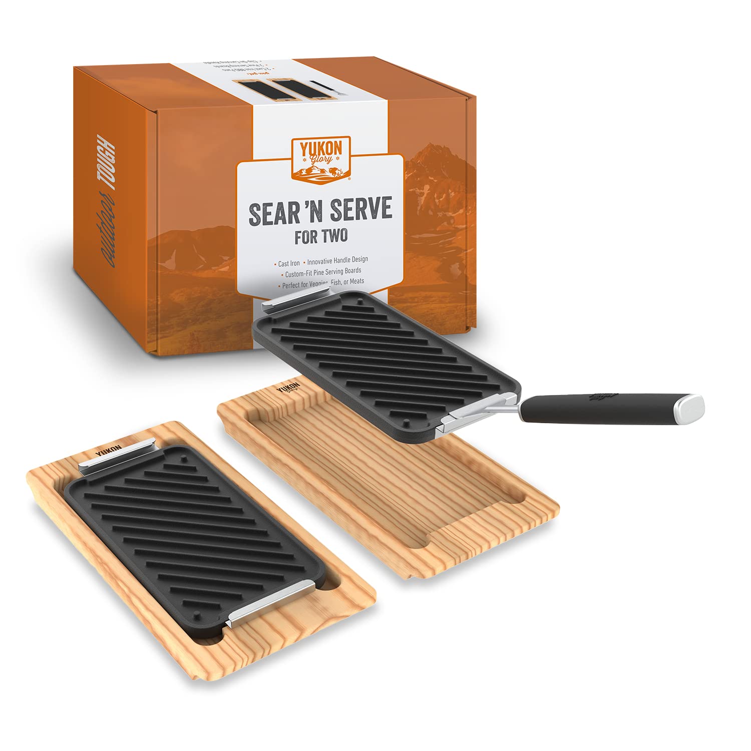 Yukon Glory™ SEAR 'N SERVE Set (BBQ Cast Iron Grill Pan Set)