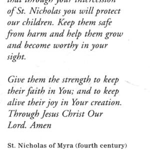 St. Nicholas A Prayer for Children N holy card - laminated - Pack of 25