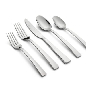 Cambridge Rhyme Mirror Handles 20-Piece Flatware Set, Service for 4, 0, SILVER SATIN