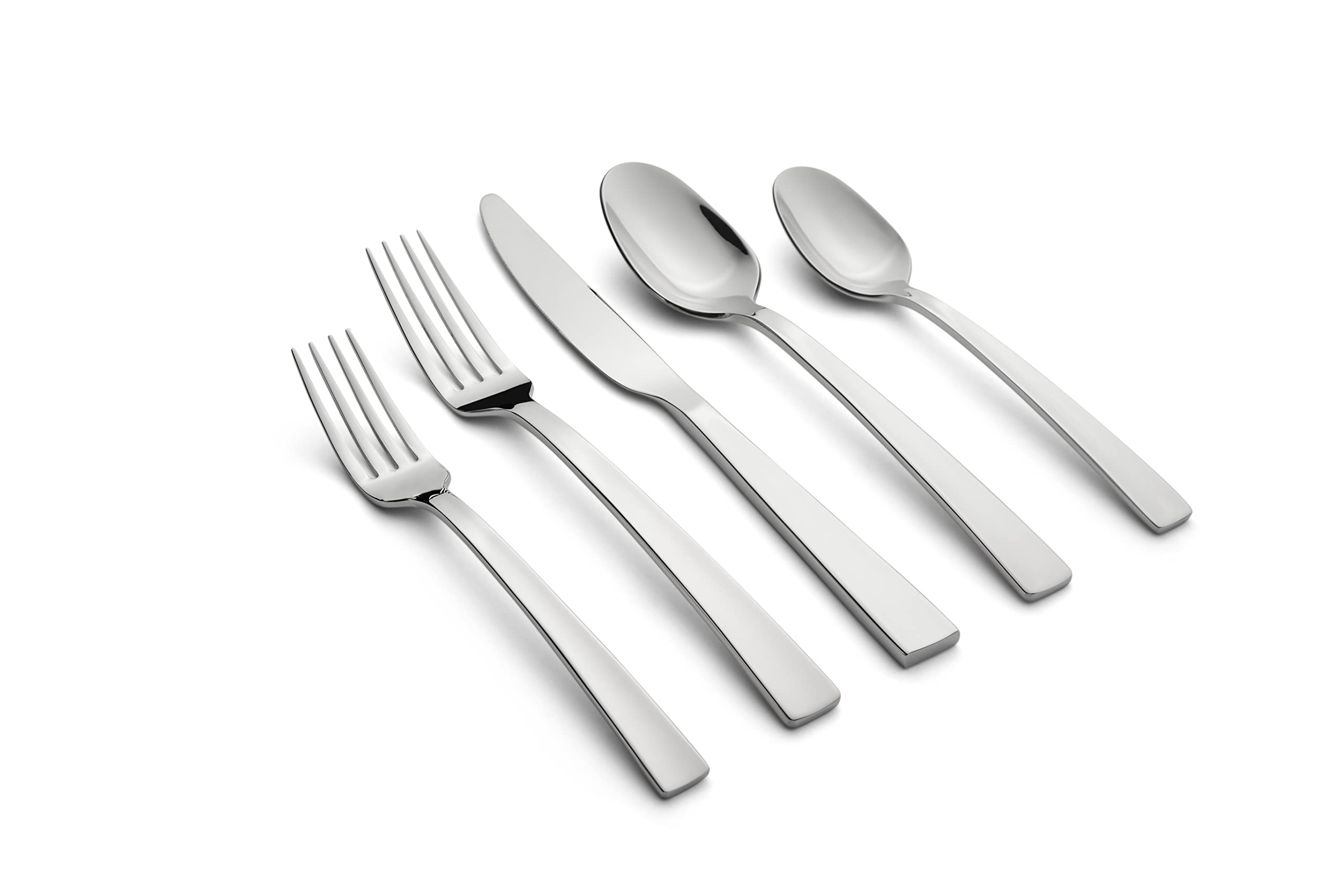 Cambridge Rhyme Mirror Handles 20-Piece Flatware Set, Service for 4, 0, SILVER SATIN