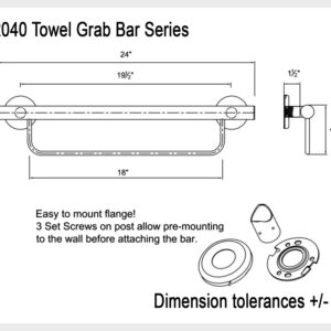 Bathroom Grab Bar Towel Rack for Bathtub Shower Kitchen/304 Stainless Steel/Matte Black/ 24" x 5"