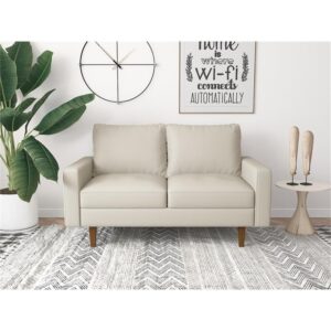 kingway furniture aneley faux leather living room loveseat in white