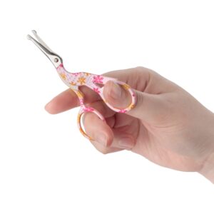 JubileeYarn Rounded Embroidery Craft Stainless Steel Stork Scissors - Small Pink - 1 Pair