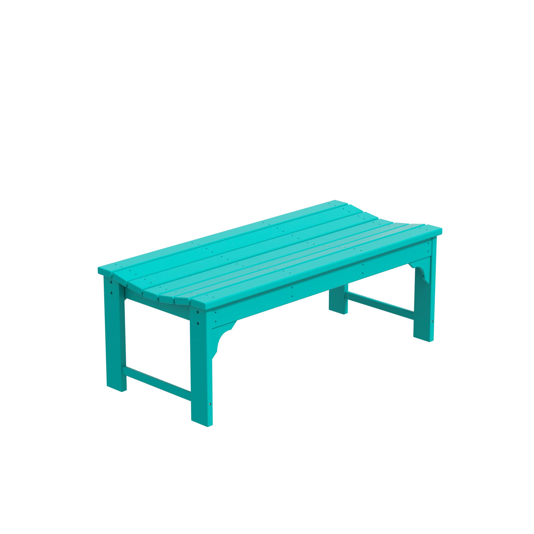 WO Home Furniture 48" Modern Backless Bench, HDPE Plastic, Turquoise