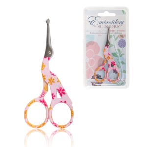 jubileeyarn rounded embroidery craft stainless steel stork scissors - small pink - 1 pair