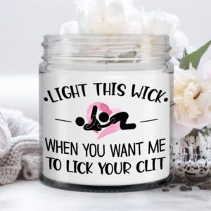 Sex Candle for Her Naughty Anniversary Christmas Valentines Day Idea for Wife Girlfriend Oral Sex Jokes Funny Lick My Clit 9 Oz. Vanilla Scented Soy Wax Candles for Women