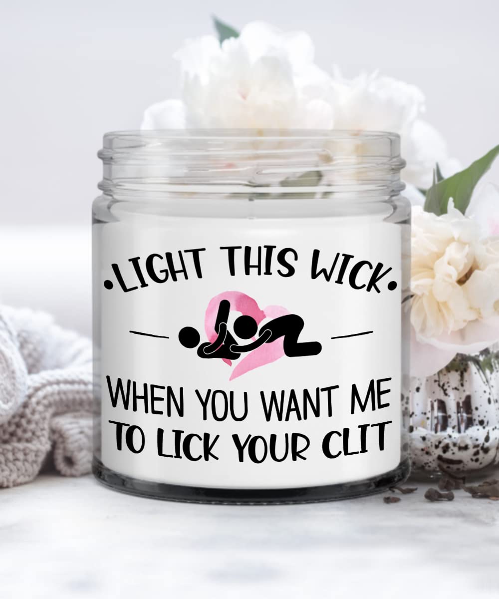 Sex Candle for Her Naughty Anniversary Christmas Valentines Day Idea for Wife Girlfriend Oral Sex Jokes Funny Lick My Clit 9 Oz. Vanilla Scented Soy Wax Candles for Women