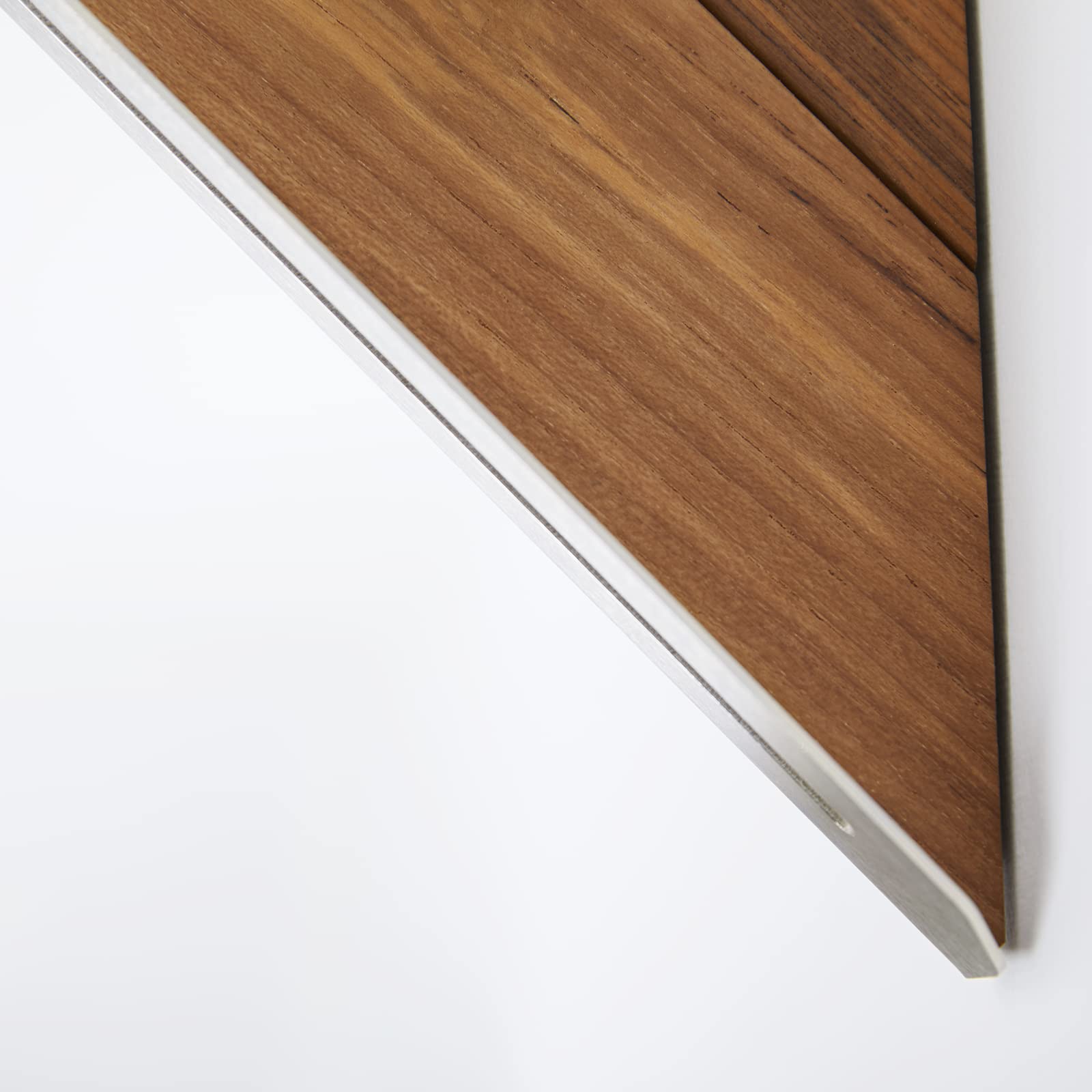 Seachrome Corner Shower Shelf in a Satin Finish with a Natural Teak Wood Insert