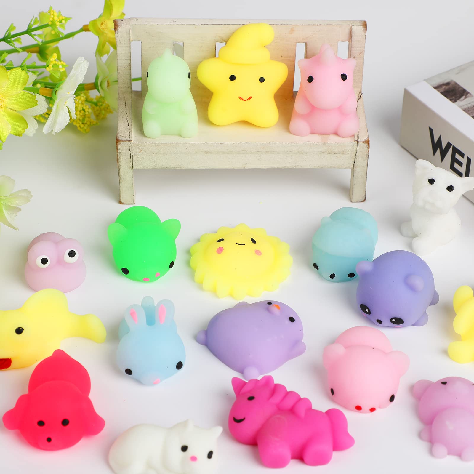 80pcs Mochi Squishy Toys, Mini Kawaii Squishy Fidget Toys Bundles Squishies Party Favors for Kids Gift for Easter Basket Stuffers Egg Fillers Birthday Classroom Prize Pinata Christmas Stocking