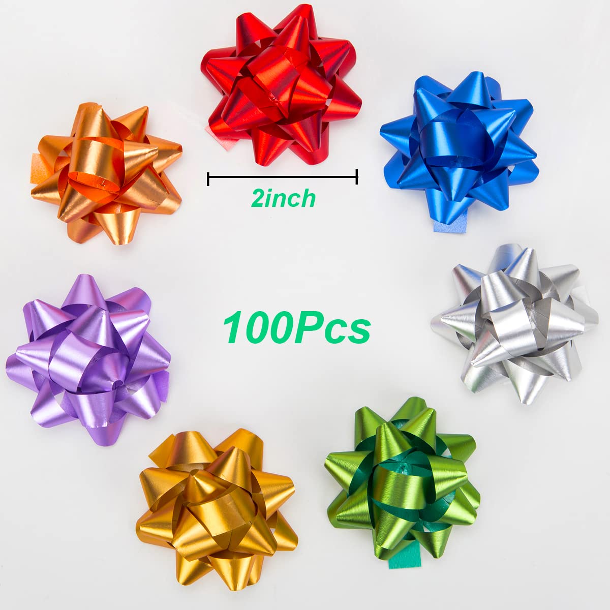 100Pcs Small Star Bows for Gift Wrapping and Presents,Multiple coClour Christmas Bows,for Parties, Birthdays, Weddings or Other Holidays. (style1)