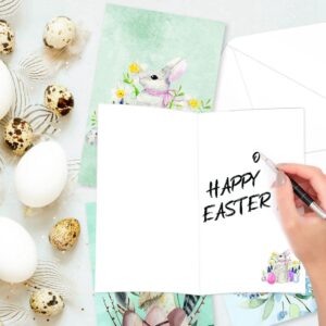 BINBE 12 Pcs Easter Cards,12 Designs Assorted Easter Greeting Cards with Envelopes for All Occasions, Birthday, Sympathy, Thanks Cards (Easter)