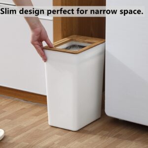 Dicunoy Plastic Slim Trash Can, 2.4 Gallon White Garbage Container, Little Wastebasket Garbage Bin for Bathroom, Living Room, Home, Kitchen, Office Hold Waste, Recycling