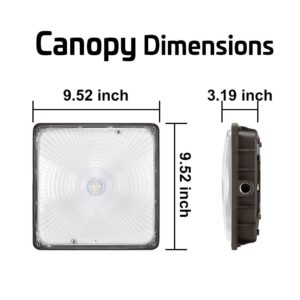 Konlite 27W LED Canopy Area Light - 6 Pack - Dark Bronze - 100W HID/M.H. Equivalent - 3800 LM - Daylight Light - 120-277V - UL, Idea for for Gas Station, Gym, Warehouse, Shop, Underpass, Loading Dock