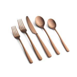 CAMBRIDGE Copper Satin Rise 20-Piece Flatware Set, Service for 4, 0