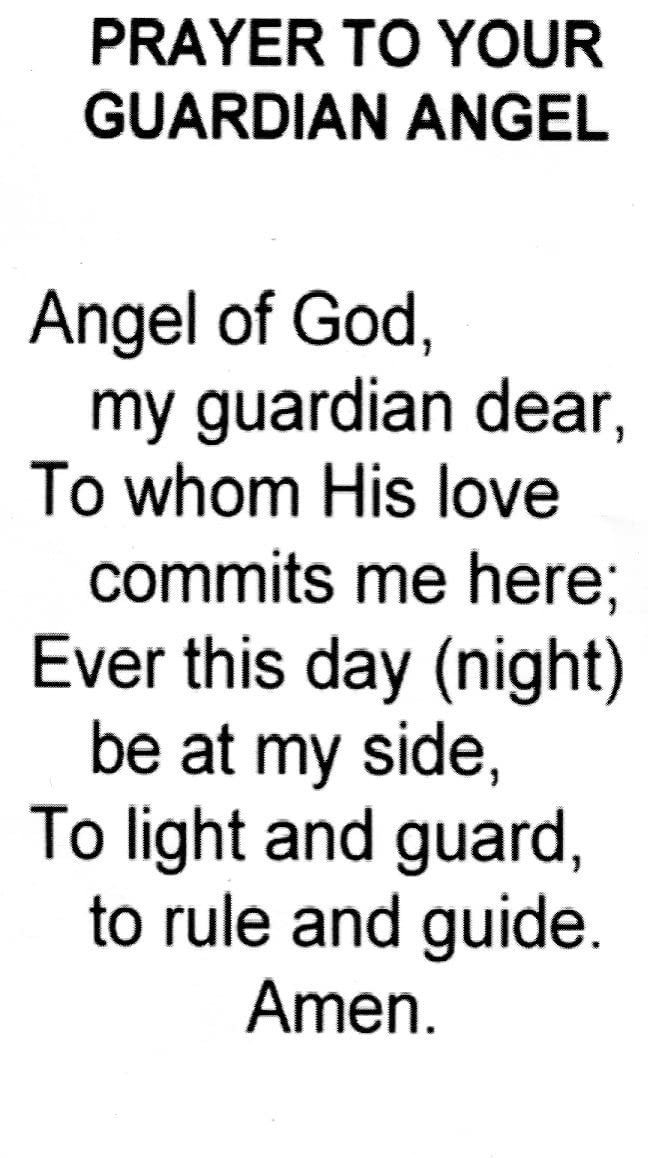 Prayer to Your Guardian Angel N holy card - laminated - Pack of 25