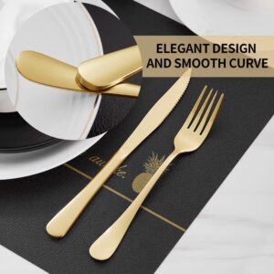 Xingjiake 12-Piece Gold Dinner Forks Set, Stainless Steel Forks Silverware, Flatware Forks Set Of 12, Salad Dessert Forks For Kitchen, Dishwasher Safe