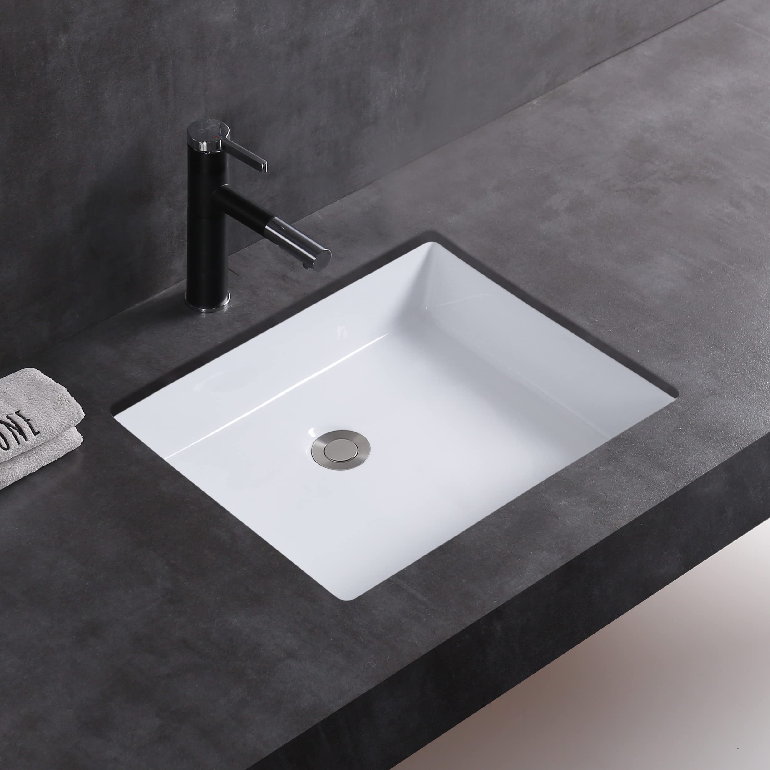 MEJE #T2014-19.5 Inch Rectangle Undermount Bathroom vessel Sink, Ceramic Lavatory Vanity Sink, White