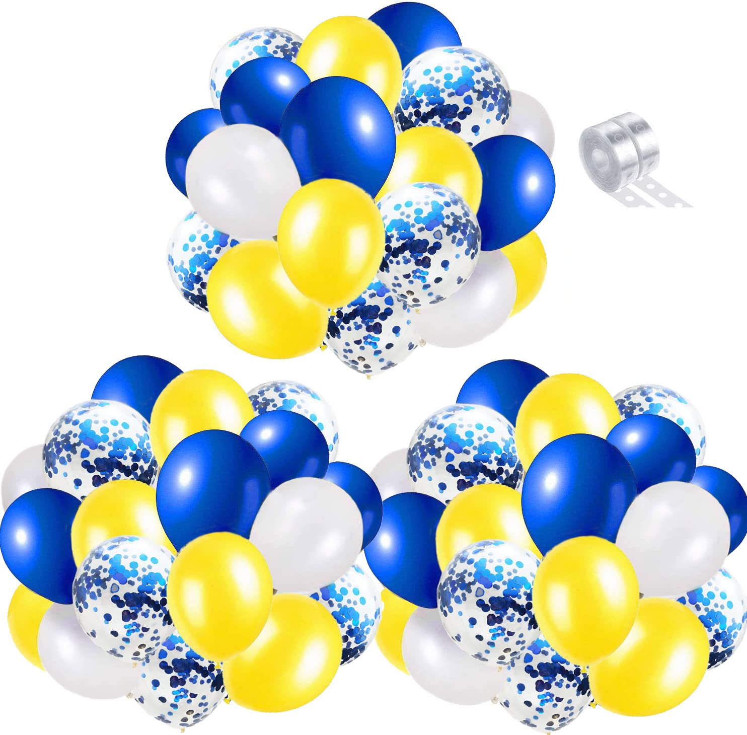 ZZRY Royal Blue Yellow White Balloons Kit,12Inch Latex ,55Pcs for graduation py baby shower Birthday Wedding Anniversary Bachelorette, Yellow,blue,white,red