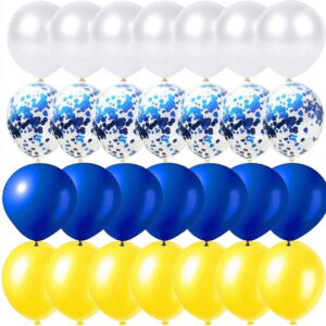 zzry royal blue yellow white balloons kit,12inch latex ,55pcs for graduation py baby shower birthday wedding anniversary bachelorette, yellow,blue,white,red