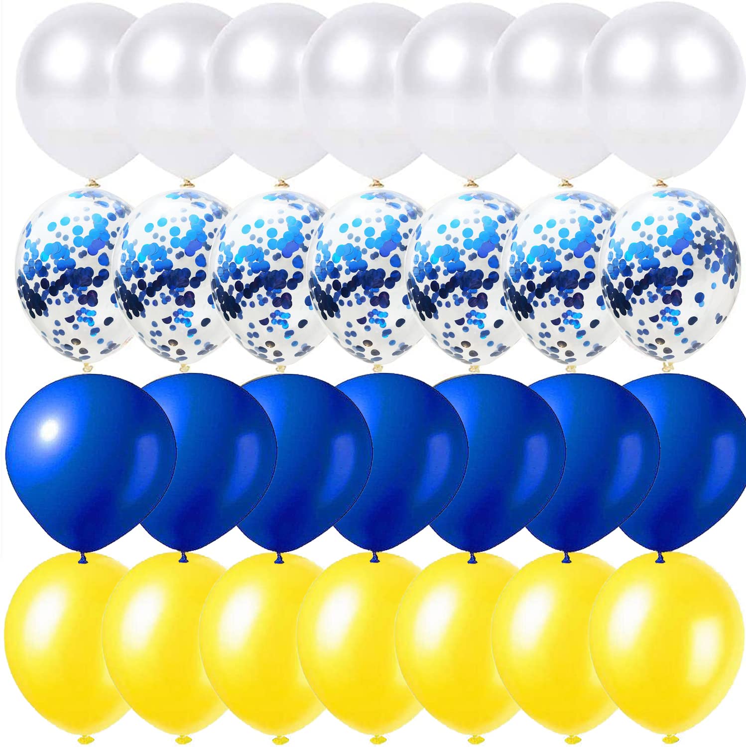 ZZRY Royal Blue Yellow White Balloons Kit,12Inch Latex ,55Pcs for graduation py baby shower Birthday Wedding Anniversary Bachelorette, Yellow,blue,white,red