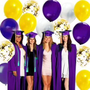 Graduation Party Decorations Purple Yellow/Purple Yellow Balloons Purple Graduation Decorations 2024 NYU/Mardi Gras Party/Purple Yellow Gold Birthday Party Decoration Balloons of 20pcs