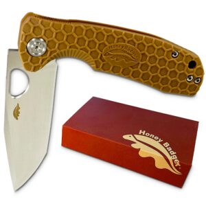 western active honey badger tanto pocket knife 3.63" steel blade, lightweight 3.9oz folding utility edc, deep pocket carry camping, fishing knife with reversible pocket clip - tanto large