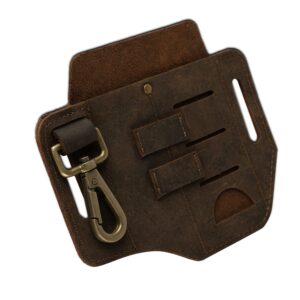 leather edc multi-tool holder - belt pouch for tools, torch, pen, key ring, robust & fashionable, suitable for professional & everyday carry, perfect present for him