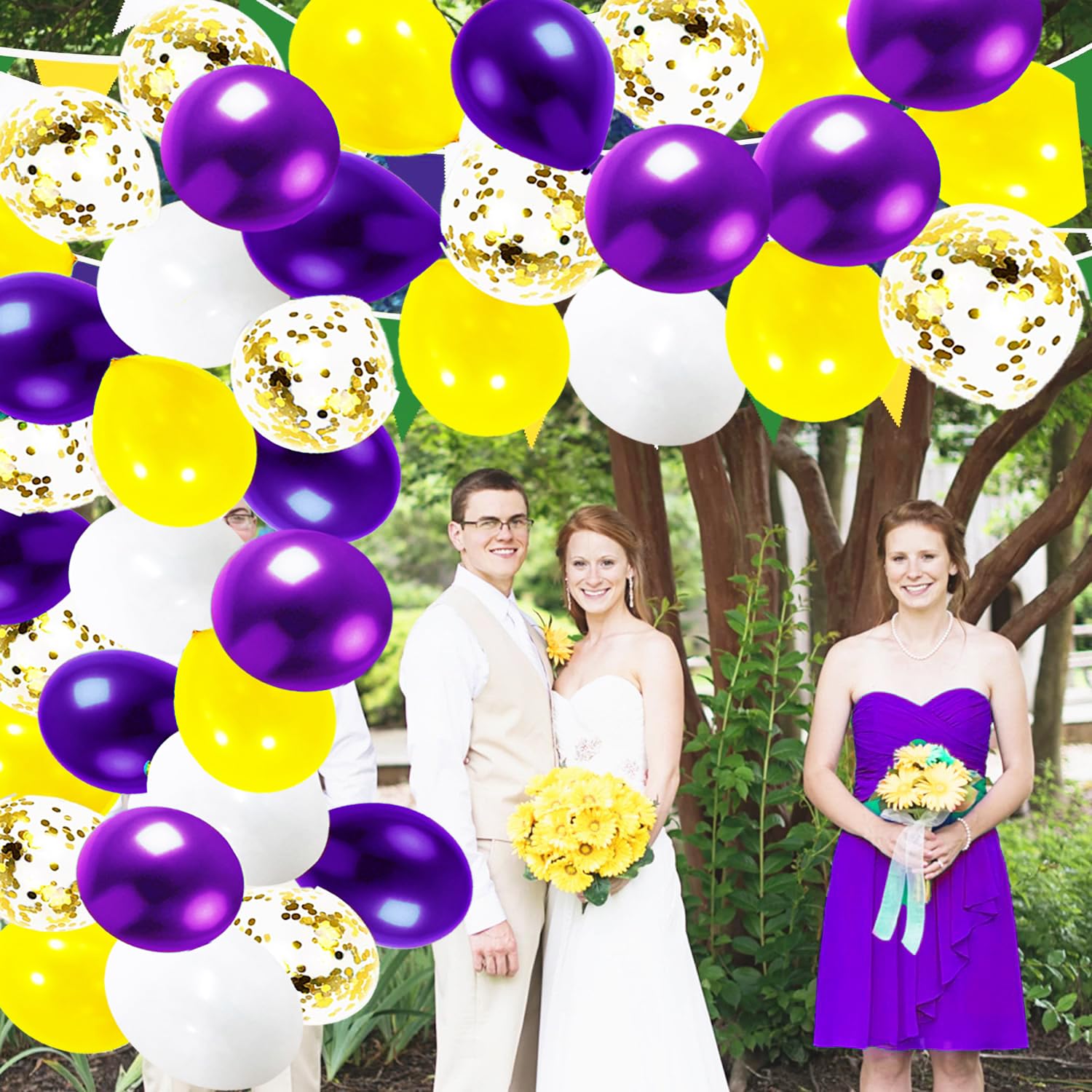 Graduation Party Decorations Purple Yellow/Purple Yellow Balloons Purple Graduation Decorations 2024 NYU/Mardi Gras Party/Purple Yellow Gold Birthday Party Decoration Balloons of 20pcs