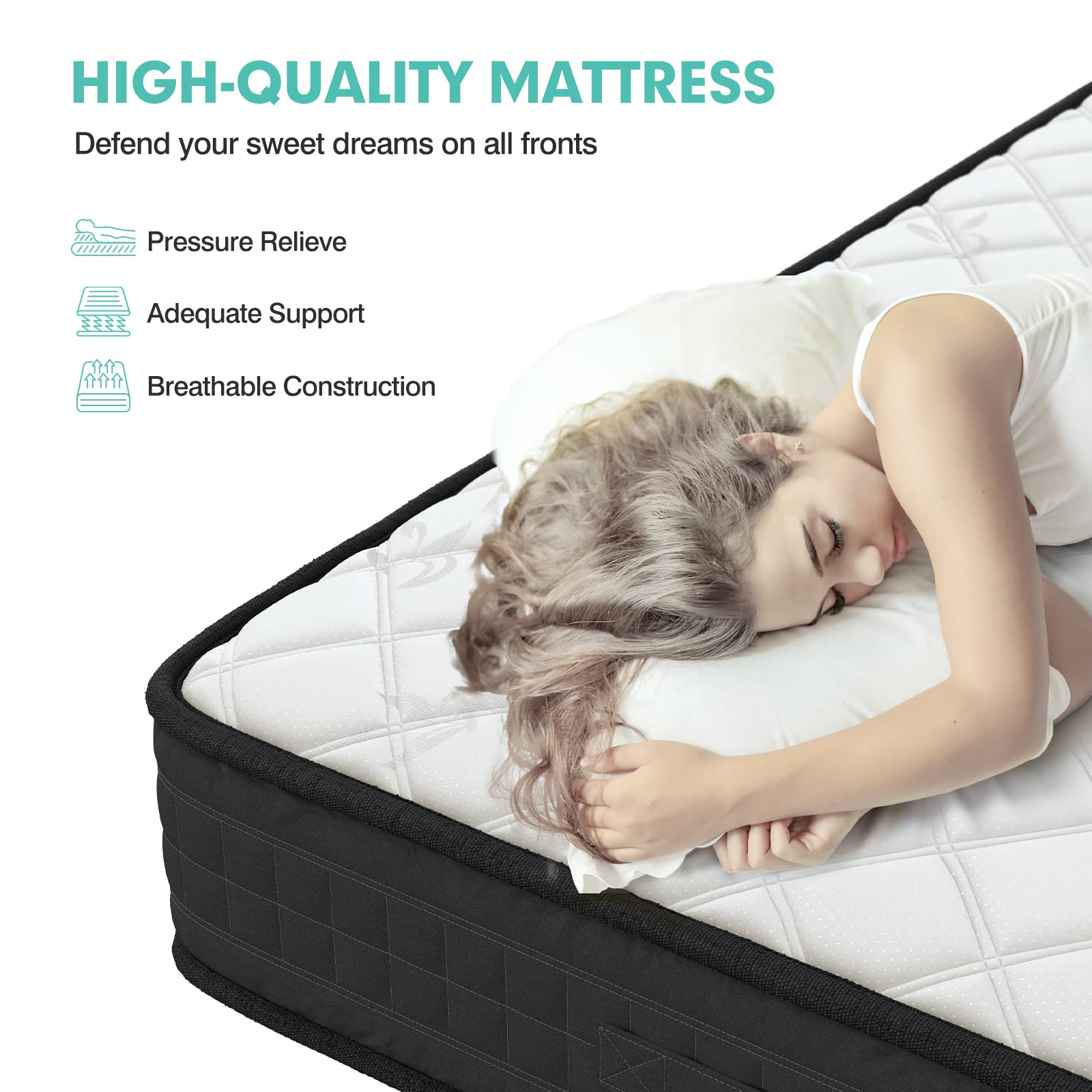 Giantex 8 Inch Queen Mattress, Memory Foam Mattress, Breathable Medium Firm Queen Size Mattress for Pressure Relieve, CertiPUR-US Certified, Mattress in a Box