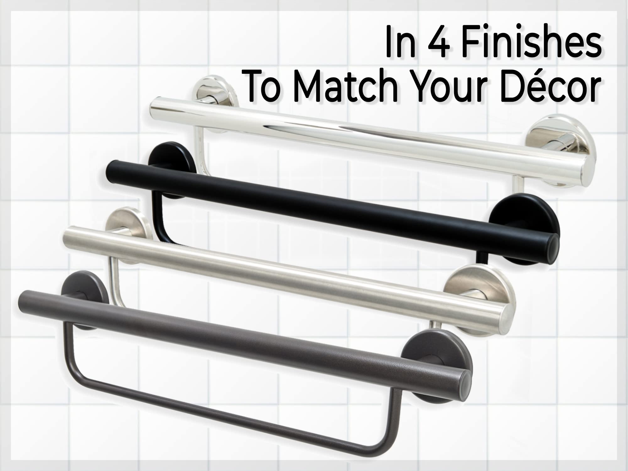 Bathroom Grab Bar Towel Rack for Bathtub Shower Kitchen/304 Stainless Steel/Matte Black/ 24" x 5"