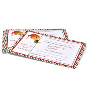 Gift Boutique 50 Elf Report Cards 4" x 6" Official Elves Report Notice Naughty or Nice Behavior Xmas Note Card Letter to Santa North Pole for Holiday Students & Kids Activities Stationery Set