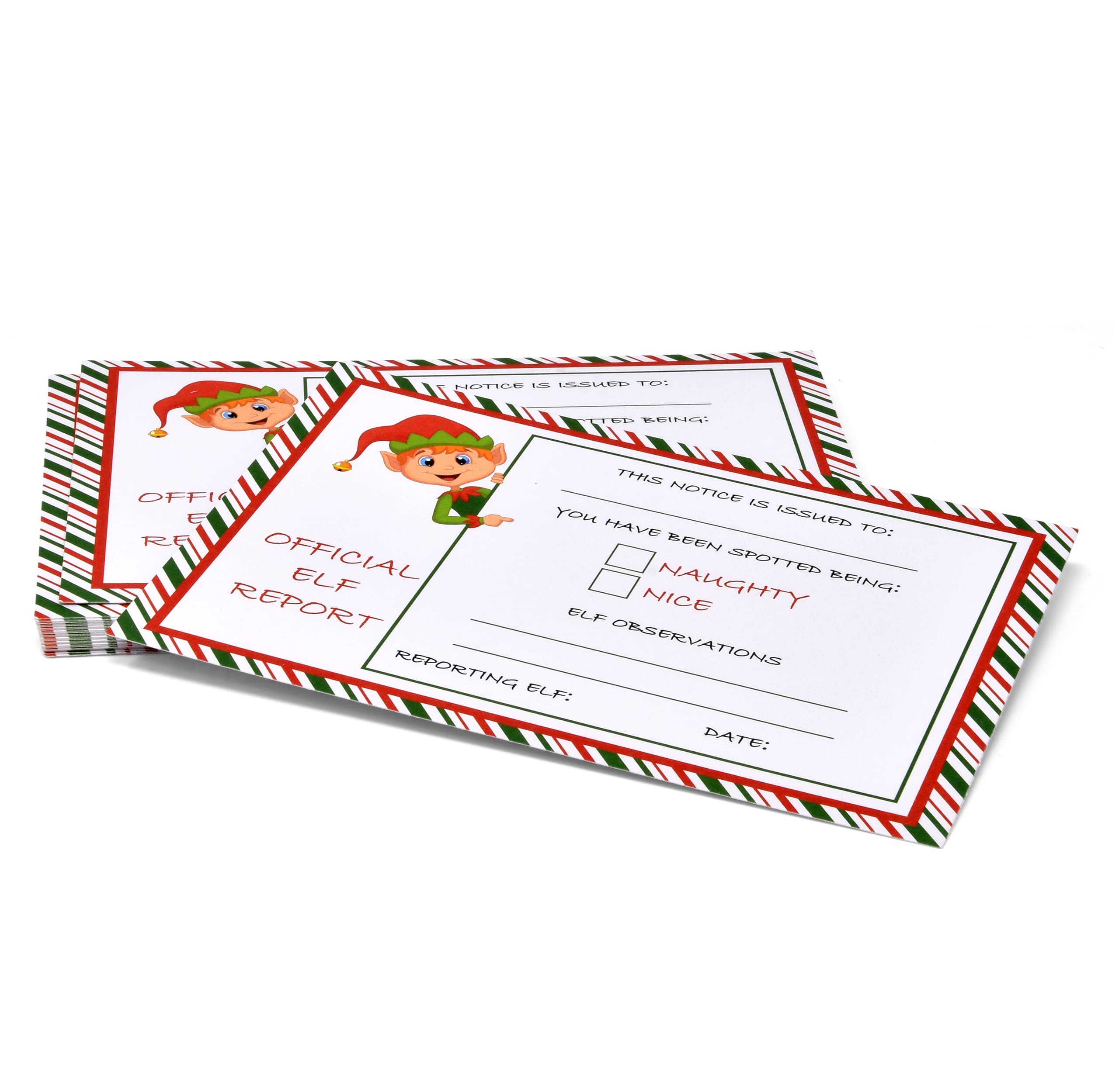 Gift Boutique 50 Elf Report Cards 4" x 6" Official Elves Report Notice Naughty or Nice Behavior Xmas Note Card Letter to Santa North Pole for Holiday Students & Kids Activities Stationery Set