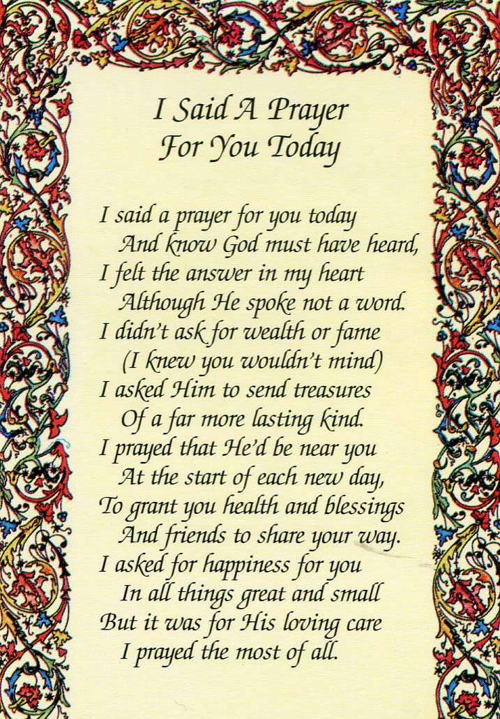 I Said A Prayer For You Today N holy card - laminated - Pack of 25, 4.25'' x 2.5''